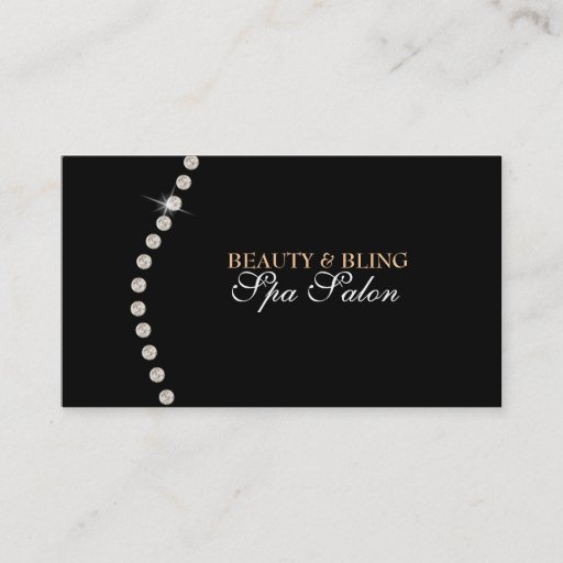 Customizable Diamond Bling Beauty Black Spa Salon Business Card