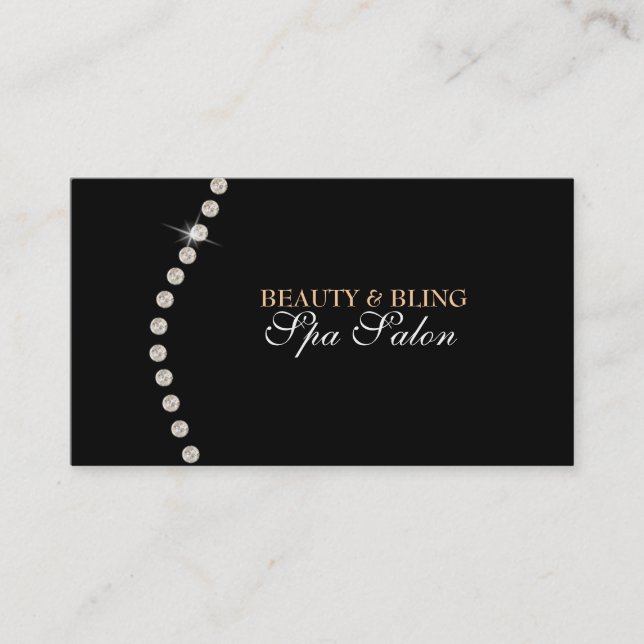Diamond Bling Beauty Black Spa Salon Business Card (Front)