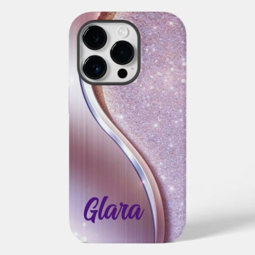 Diamond Bling Glitter Calligraphy Name Purple  Case_Mate iPhone 14 Pro Case