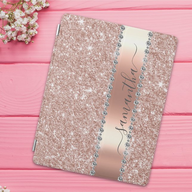 Diamond Bling Glitter Calligraphy Name Rose Gold iPad Smart Cover (Creator Uploaded)
