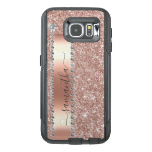 Diamond Bling Glitter Calligraphy Name Rose Gold  OtterBox Samsung Galaxy S6 Case