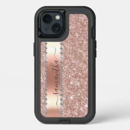 Diamond Bling Glitter Calligraphy Name Rose Gold  iPhone 13 Case