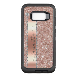 Diamond Bling Glitter Calligraphy Name Rose Gold  OtterBox Defender Samsung Galaxy S8+ Case