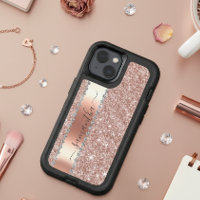 Diamond Bling Glitter Calligraphy Name Rose Gold