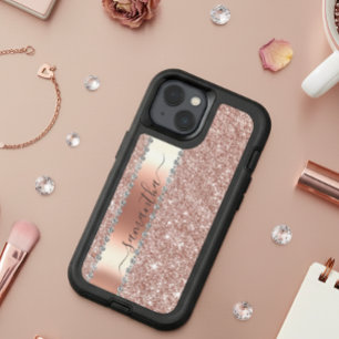 Diamond Bling Glitter Calligraphy Name Rose Gold iPhone 13 Case
