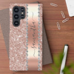 Diamond Bling Glitter Calligraphy Name Rose Gold  Samsung Galaxy S22 Ultra Case<br><div class="desc">This design may be personalized in the area provided by changing the photo and/or text. Or it can be customized by clicking Personalize this Template and then choosing the click to customize further option and delete or change the color of the background, add text, change the text color or style,...</div>