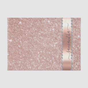 Diamond Bling Glitter Calligraphy Name Rose Gold Tissue Paper