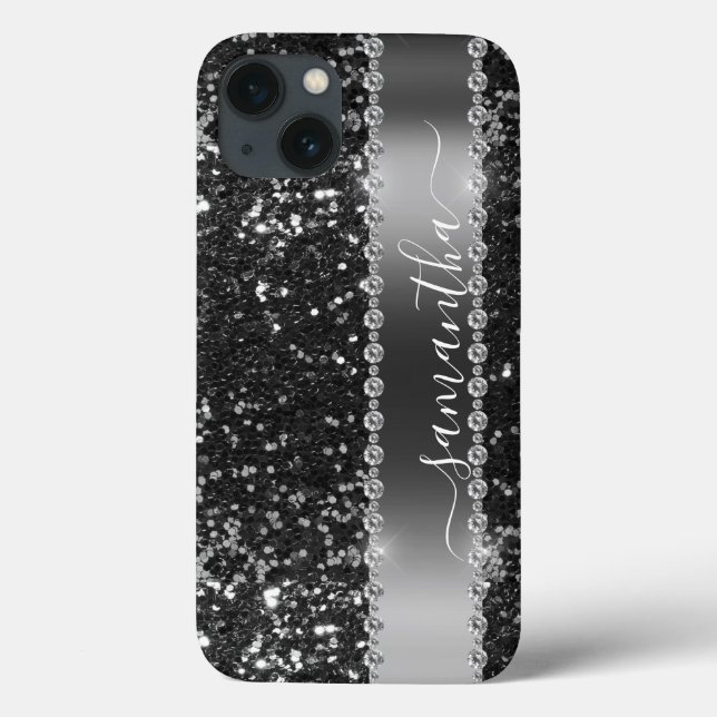 Diamond Bling Glitter Look Black Midnight  Case-Mate iPhone Case (Back)