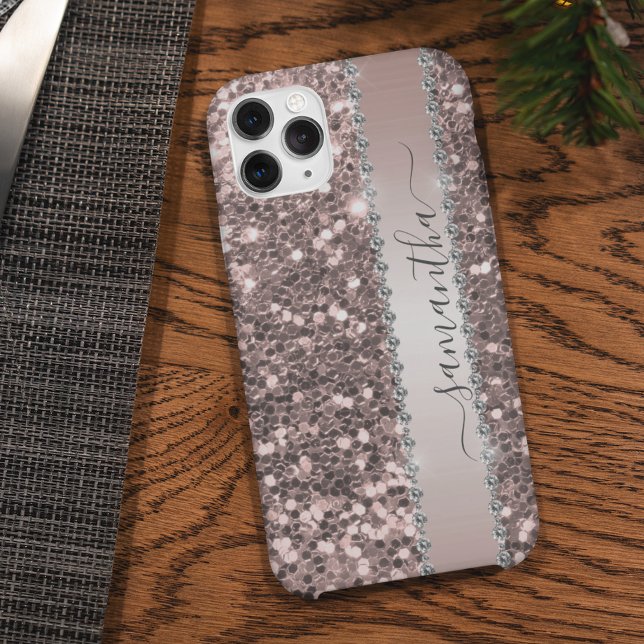 Diamond Bling Glitter Look Pink Calligraphy  Case-Mate iPhone Case (Creator Uploaded)