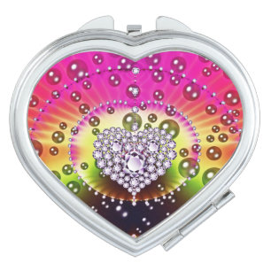 Diamond Bling Heart Compact Mirror