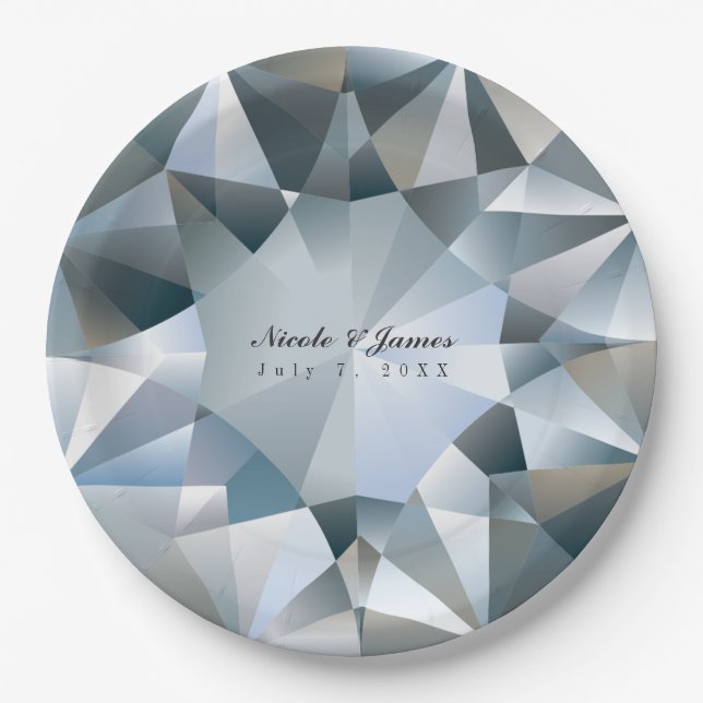 Diamond Bling Jewelry Elegant Jewel Party Paper Plates (Front)