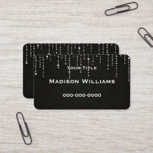 diamond bling on black leather business card