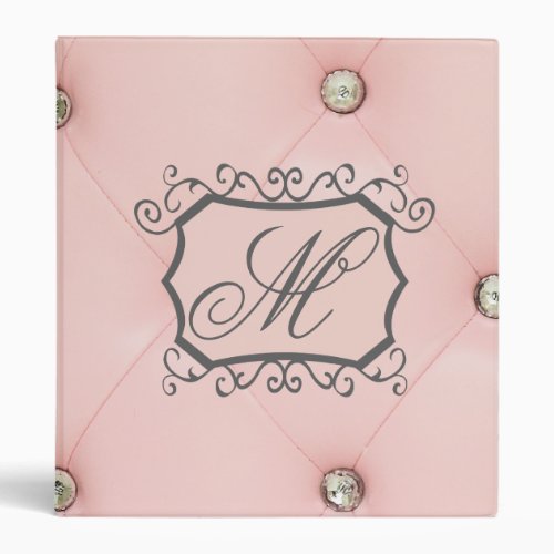 Diamond Bling Pink Tufted 3 Ring Binder Scrapbook