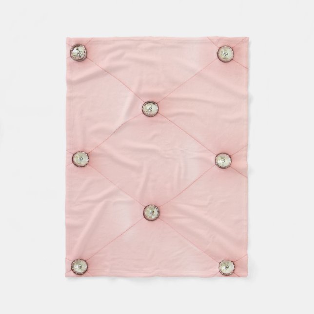 Diamond Bling Pink Tufted Leather Fleece Blanket (Front)