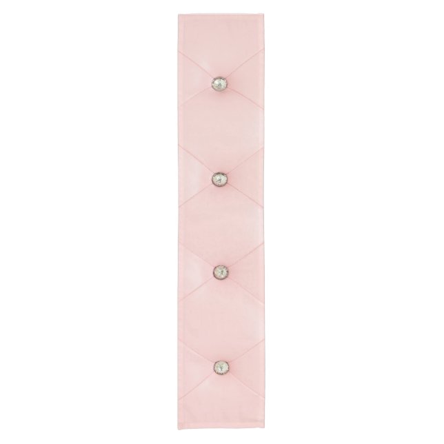 Diamond Bling Pink Tufted Leather Table Runner (Front)