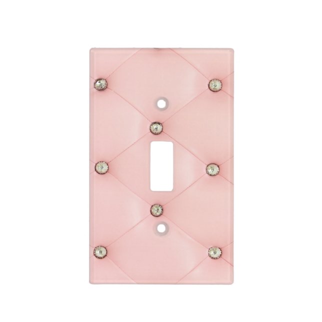 Diamond Bling Pink Tufted Light Switch Plate Cover (Front)