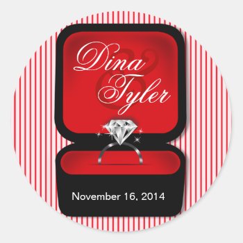 Diamond Bling Ring Box Red Classic Round Sticker by Special_Occasions at Zazzle