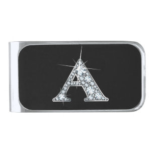 "Diamond Bling" Silver Finish Money Clip