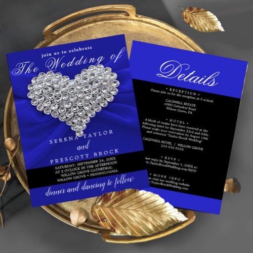 Diamond Blue Elegant Calligraphy Beautiful Wedding Invitation