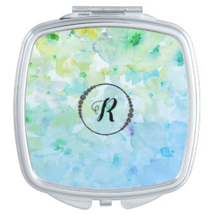 *~* Diamond Blue Green Chic Popular Watercolor Compact Mirror