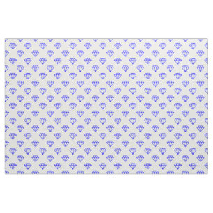 Diamond - Blue on White Fabric