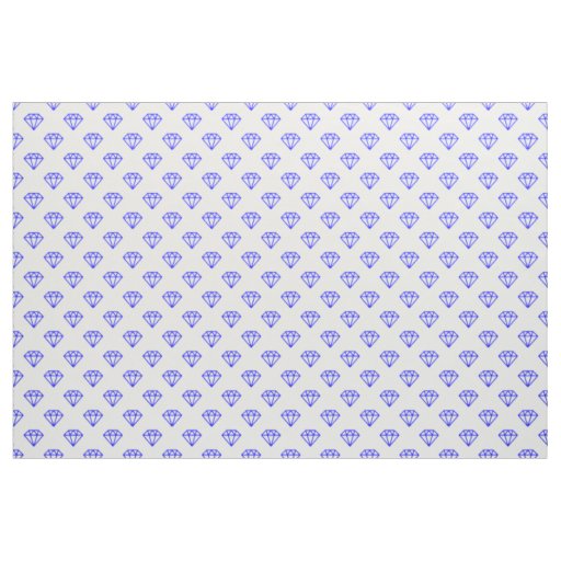 Diamond - Blue on White Fabric
