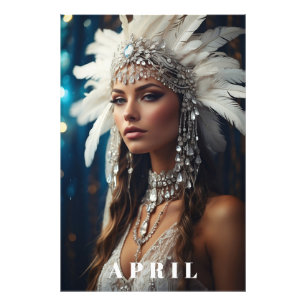 *~ DIAMOND Boho Women AP53 APRIL BIRTHDAY Photo Print