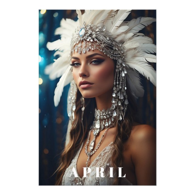 *~ DIAMOND Boho Women AP53 APRIL BIRTHDAY Photo Print (Front)