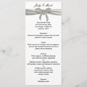 Diamond Bow Wedding Menu Card