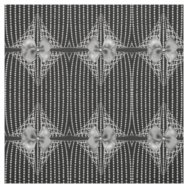 Diamond Bows Elegant Goth Pattern Fabric (Swatch)