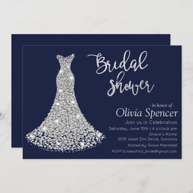 Diamond Bridal Shower Invitation (Front/Back)