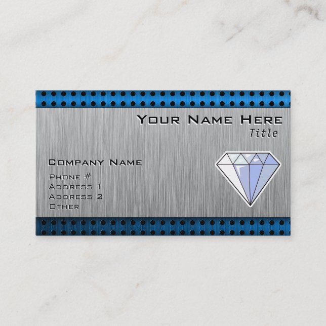 Diamond; Brushed metal-look Business Card (Front)