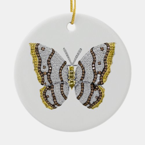 Diamond Butterfly Print Ceramic Ornament