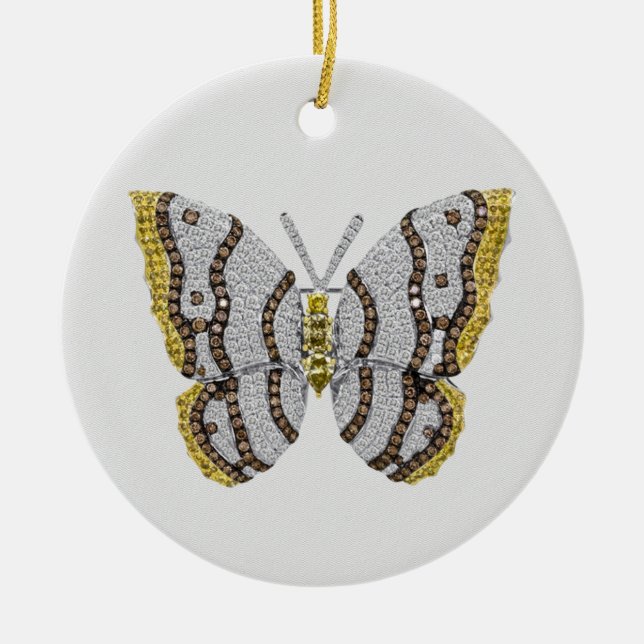 Diamond Butterfly Print Ceramic Ornament (Front)
