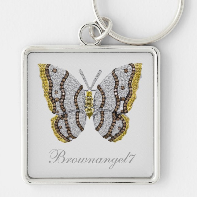 Diamond Butterfly Print Keychain (Front)