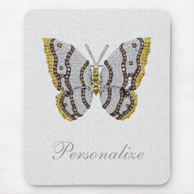 Diamond Butterfly Print Personalized Mousepad (Front)
