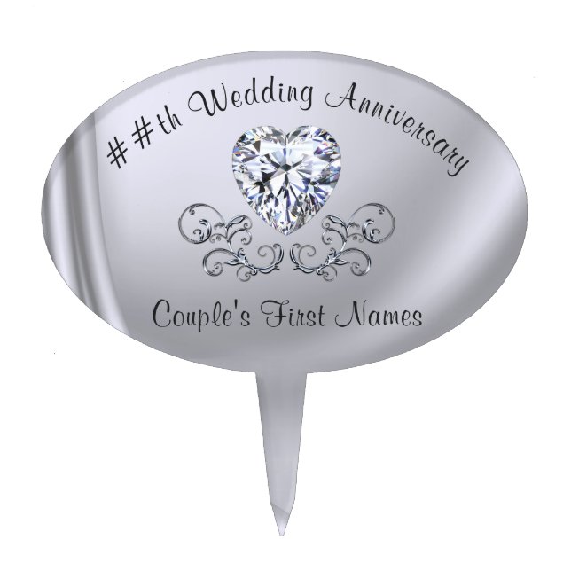 Diamond Cake Topper, Personalized for Anniversary Topper (Front)
