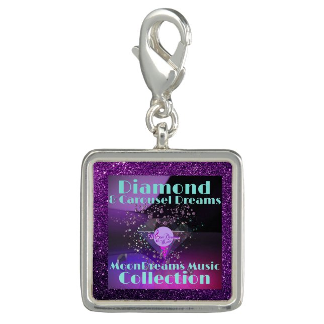 Diamond & Carousel Dreams Purple Faux Glitter Charm (Front)
