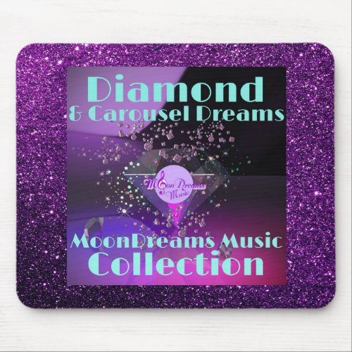 Diamond  Carousel Dreams Purple Faux Glitter Mouse Pad