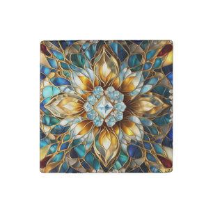 Diamond-Centered Metallic Bloom Stone Magnet