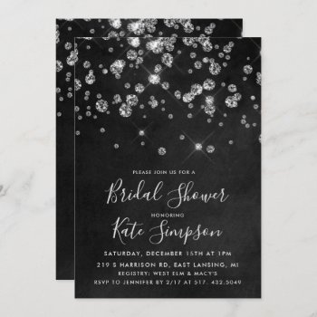 Diamond Chalkboard Bridal Shower Invitation by PaperandPomp at Zazzle