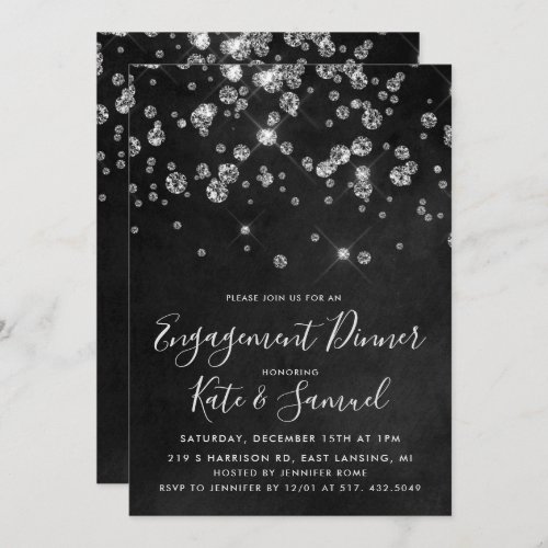 Diamond Chalkboard Engagement Party Invitation