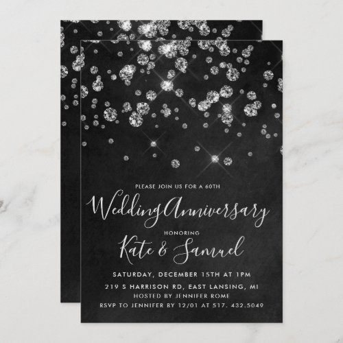 Diamond Chalkboard Wedding Anniversary Invitation