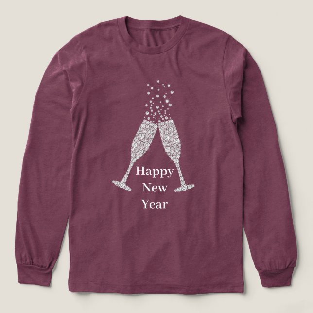 Diamond Champagne Glasses New Year's Tri-Blend Shirt (Design Front)