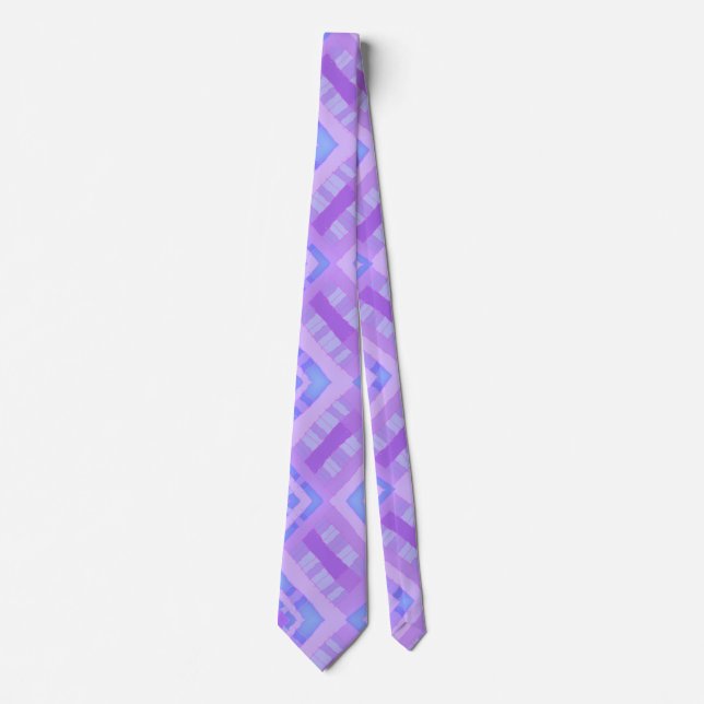 Diamond Check Patchwork - Lilac Blue 1 Neck Tie (Front)