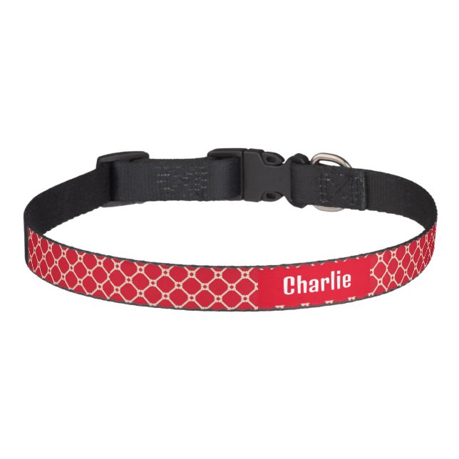 Diamond Checker with Bone Motif for Dog Custom  Pet Collar (Front)