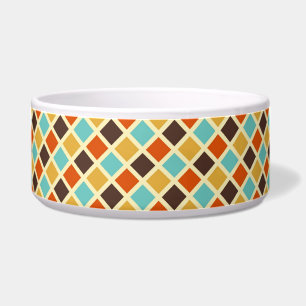 Diamond Checkered Blue Yellow Red Retro Colors Bowl