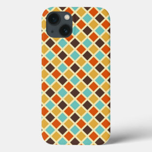 Diamond Checkered Blue Yellow Red Retro Colors iPhone 13 Case