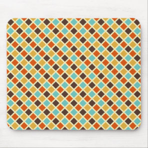 Diamond Checkered Blue Yellow Red Retro Colors Mouse Pad