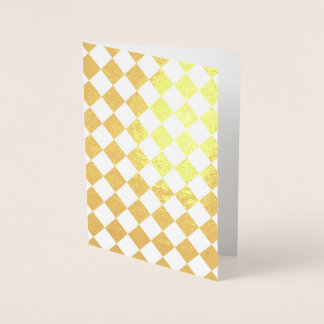 Diamond Checkered White and Gold Foil Card